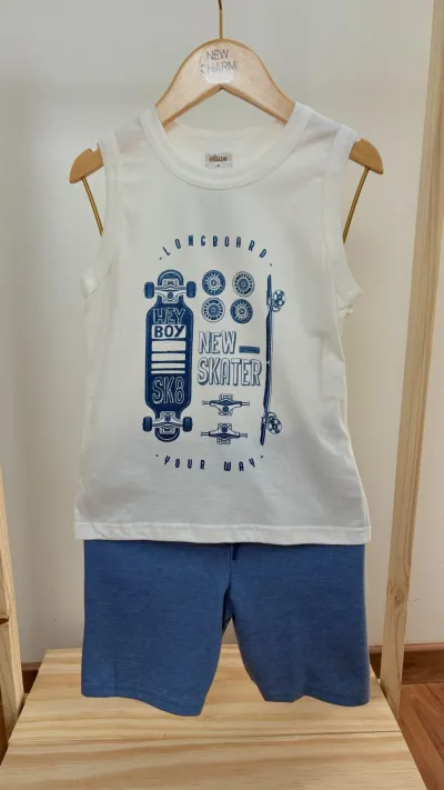 CONJUNTO MASCULINO INFANTIL REGATA+BERMUDA
