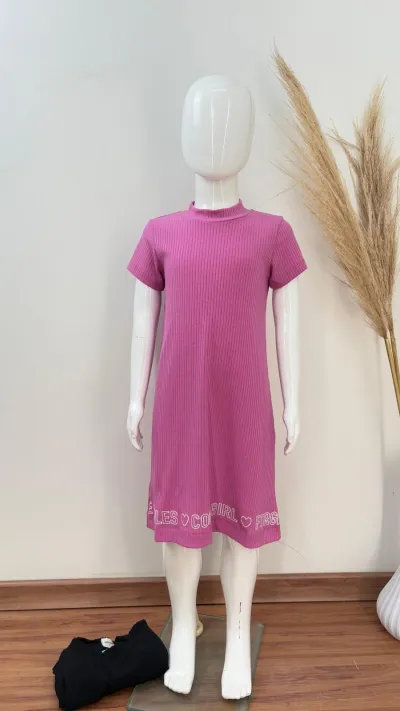 VESTIDO FEMININO INFANTIL SEM MANGA CURTO