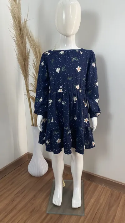VESTIDO FEMININO INFANTIL MANGA LONGA CURTO