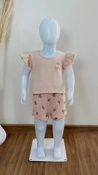 CONJUNTO FEMININO INFANTIL SEM MANGA+SHRT