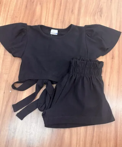 CONJUNTO FEMININO INFANTIL SEM MANGA+SHORTS R39