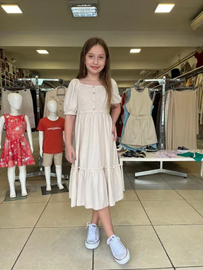 VESTIDO FEMININO INFANTIL SEM MANGA