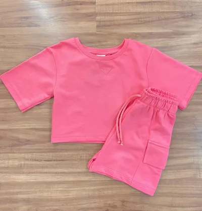 CONJUNTO FEMININO INFANTIL SEM MANGA+SHORTS R39