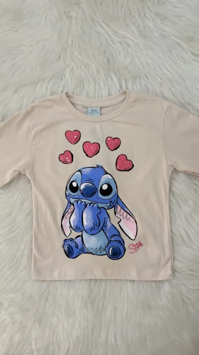 BLUSA FEMININO INFANTIL SEM MANGA STITCH