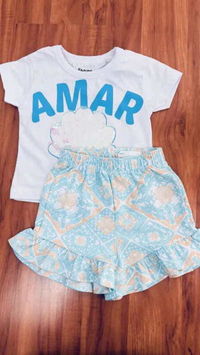 CONJUNTO FEMININO INFANTIL SEM MANGA+SHORTS R39