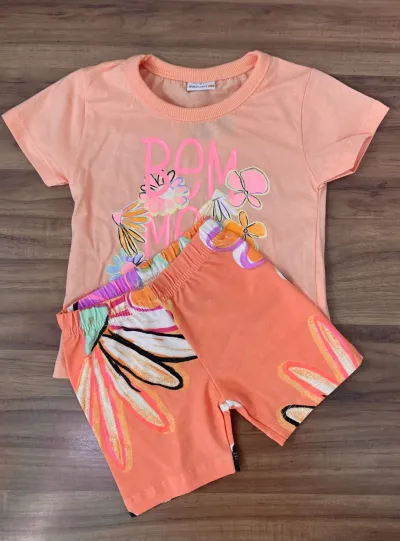 CONJUNTO FEMININO INFANTIL SEM MANGA+SHORTS R39
