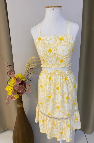 CONJUNTO FEMININO INFANTIL CROPD+SAIA R39