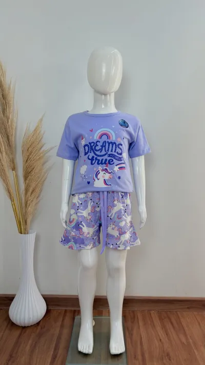 PIJAMA FEMININO INFANTIL SEM MANGA+SHRT