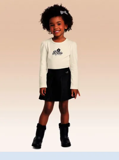 FAKINI — CONJUNTO FEMININO INFANTIL MANGA LONGA+SHORTS/SAIA