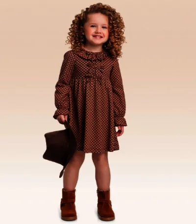 FAKINI — VESTIDO FEMININO INFANTIL MANGA LONGA