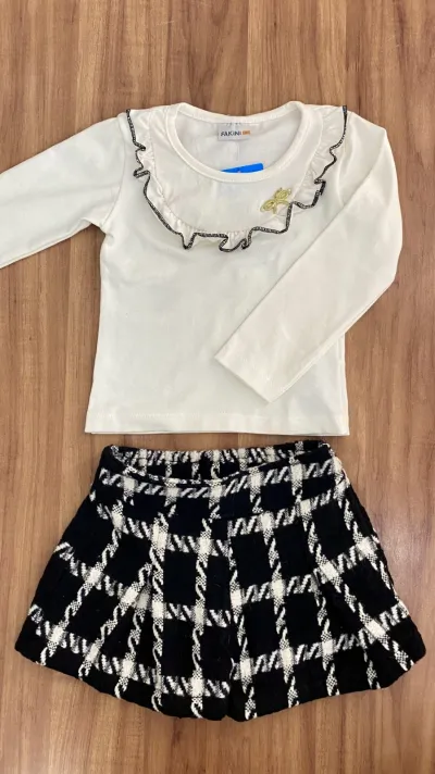 CONJUNTO FEMININO INFANTIL MANGA LONGA+SHORTS