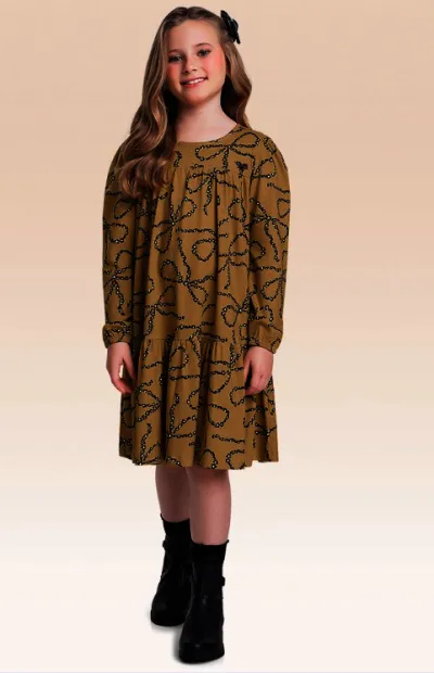 FAKINI — VESTIDO FEMININO INFANTIL MANGA LONGA