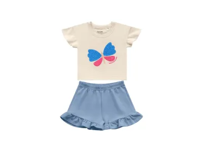 FAKINI — CONJUNTO FEMININO INFANTIL MANGA CURTA+SHORTS