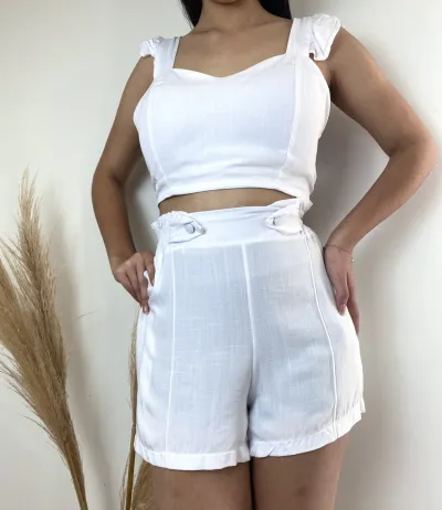 CONJUNTO FEMININO CROPD+SHORTS R74