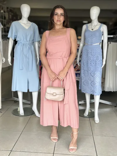 VESTIDO FEMININO C/ALÇA MIDI