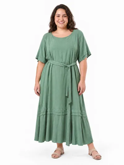 GLEE — VESTIDO FEMININO MANGA CURTA MIDI