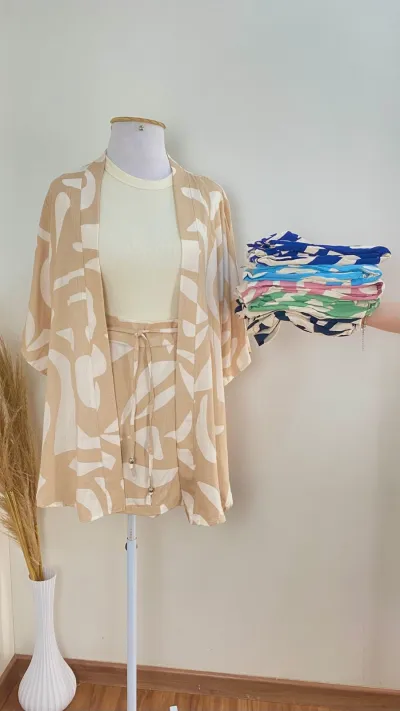 CONJUNTO FEMININO CAMIS SEM MANGA+SHRT SAIA