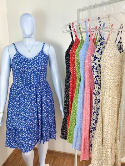 VESTIDO FEMININO ADULTO C/ALÇA CURTO