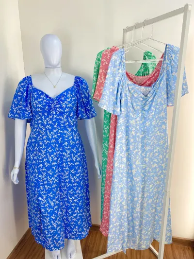 VESTIDO FEMININO ADULTO SEM MANGA