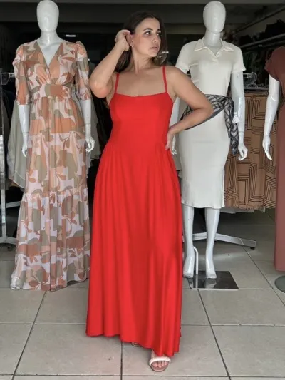 VESTIDO FEMININO ADULTO C/ALÇA LG