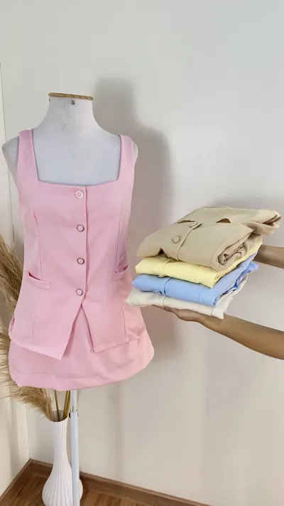 CONJUNTO FEMININO ADULTO SM+SHRT SAIA