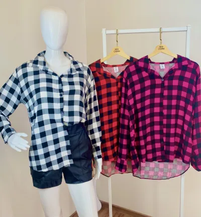 CAMISA FEMININO ADULTO MANGA LONGA XADREZ