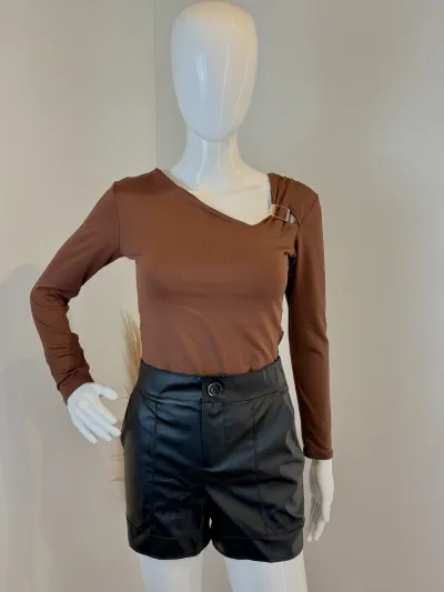 BODY FEMININO ADULTO MANGA LONGA C/FIVELA