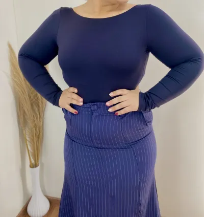 BODY FEMININO ADULTO MANGA LONGA COSTAS NUA