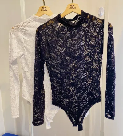 BODY FEMININO ADULTO MANGA LONGA RENDA
