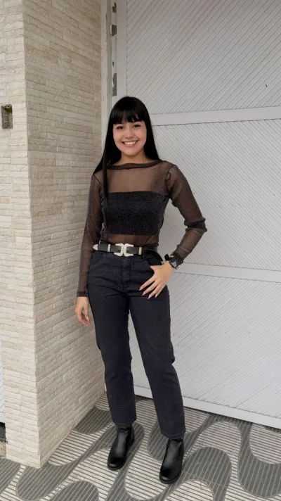 GLEE — BODY FEMININO ADULTO MANGA LONGA TULE