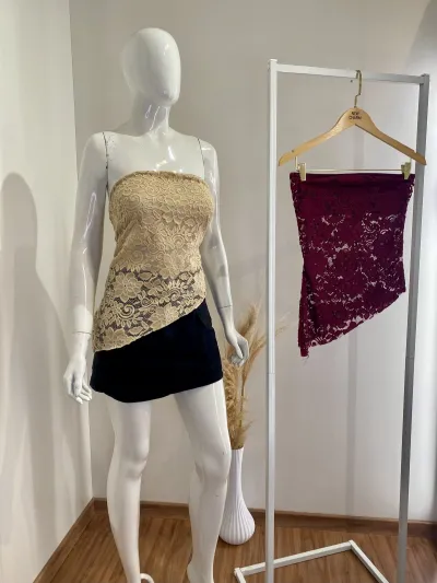 GLEE — TOP FEMININO ADULTO SEM MANGA RENDA