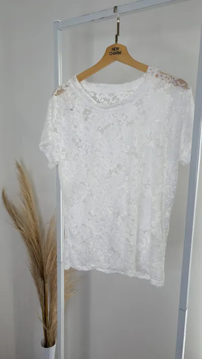 GLEE — BLUSA FEMININO ADULTO MANGA CURTA RENDA