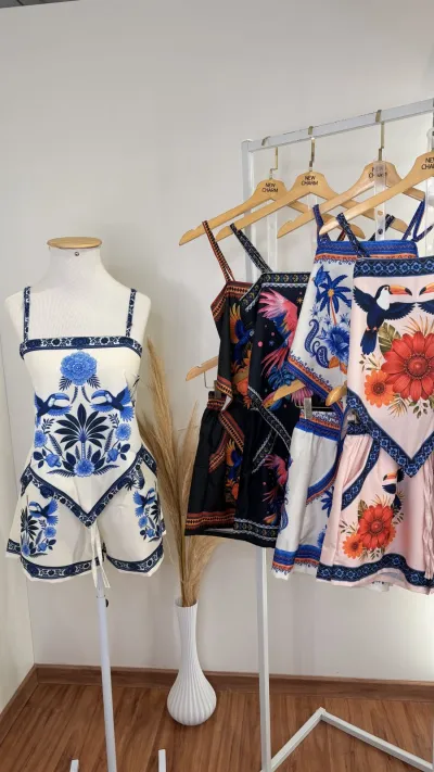 GLEE — CONJUNTO FEMININO ADULTO SEM MANGA+SHORTS