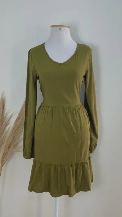 VESTIDO FEMININO ADULTO MANGA LONGA CURTO