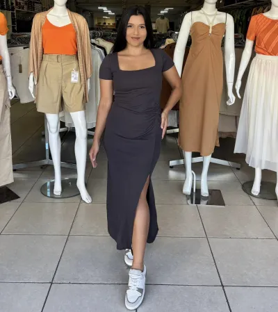 HERING — VESTIDO FEMININO ADULTO MANGA CURTA MIDI