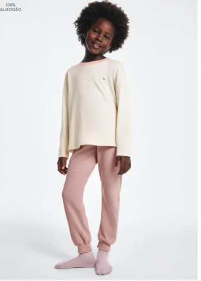 PIJAMA FEMININO INFANTIL MANGA LONGA+CALÇA