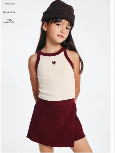 HERING — CONJUNTO FEMININO INFANTIL SEM MANGA+SAIA