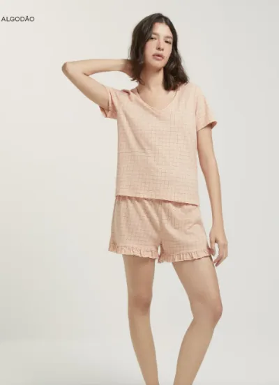 HERING — PIJAMA FEMININO ADULTO MANGA CURTA+SHORTS