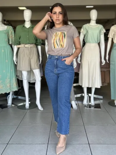 CALÇA FEMININO RETA CROPPED R06