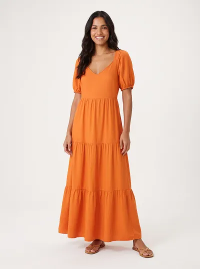 HERING — VESTIDO FEMININO MANGA CURTA LONGO R06