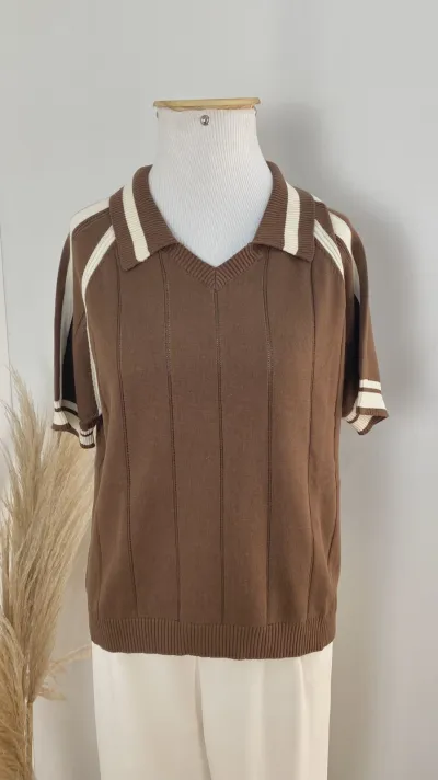 POLO FEMININO ADULTO SEM MANGA TRICOT