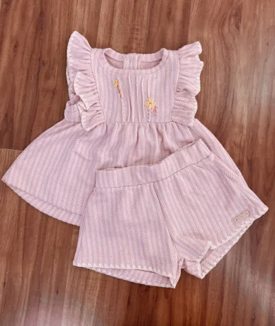 CONJUNTO FEMININO INFANTIL SEM MANGA+SHORT R48
