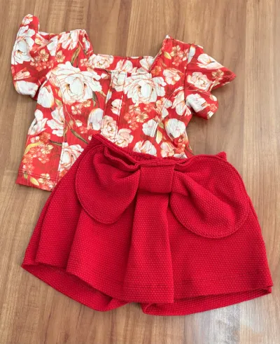 CONJUNTO FEMININO INFANTIL SEM MANGA+SHORT R48