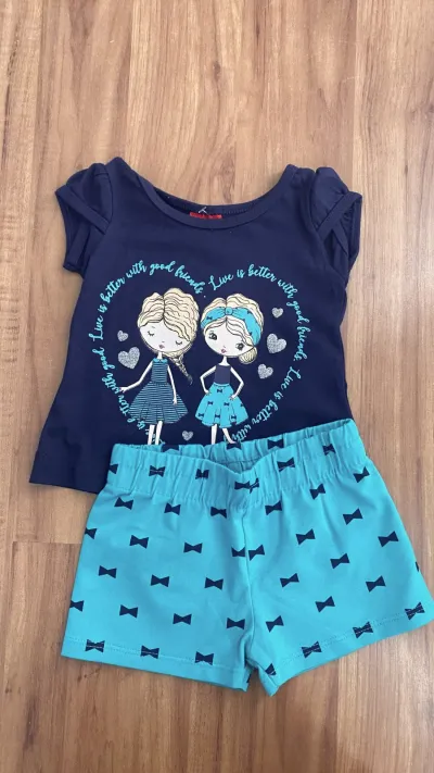 CONJUNTO FEMININO INFANTIL SEM MANGA R100