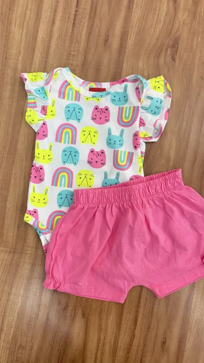 CONJUNTO FEMININO INFANTIL BODY SEM MANGA R100