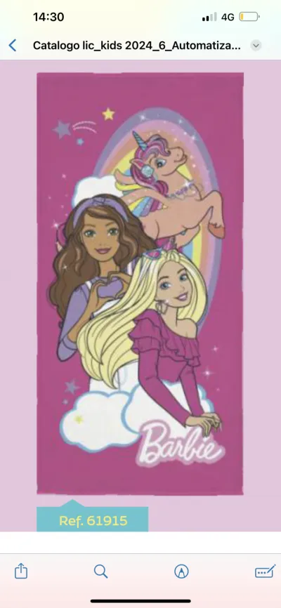 TOALHA FEMININO INFANTIL BARBIE