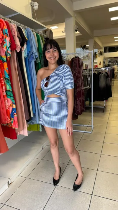 CONJUNTO FEMININO SM+SHORTS SAIA R50