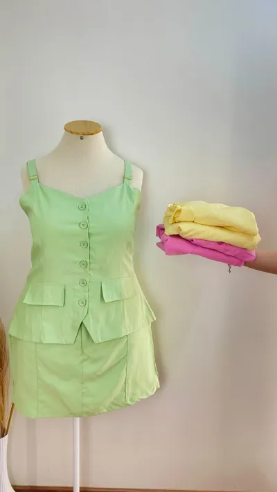 CONJUNTO FEMININO C/ALÇA+SHRTS SAIA