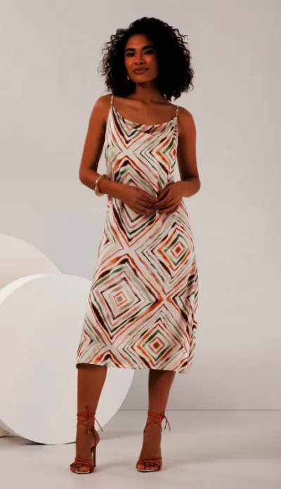 LUNENDER — VESTIDO FEMININO C/ALÇA MIDI R53