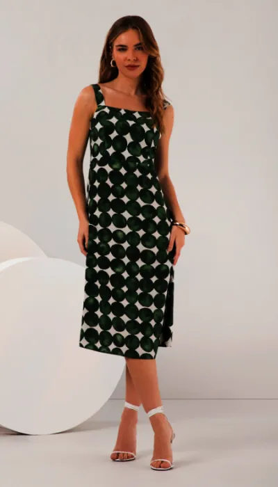 LUNENDER — VESTIDO FEMININO C/ALÇA MIDI